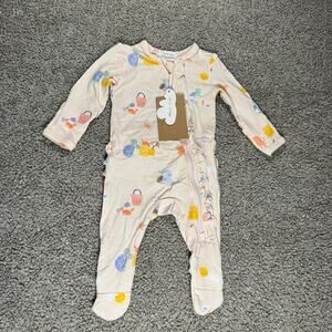 NWT ANGEL DEAR RUFFLE BEACH BAMBOO ZIPPER FOOTIE Size Newborn